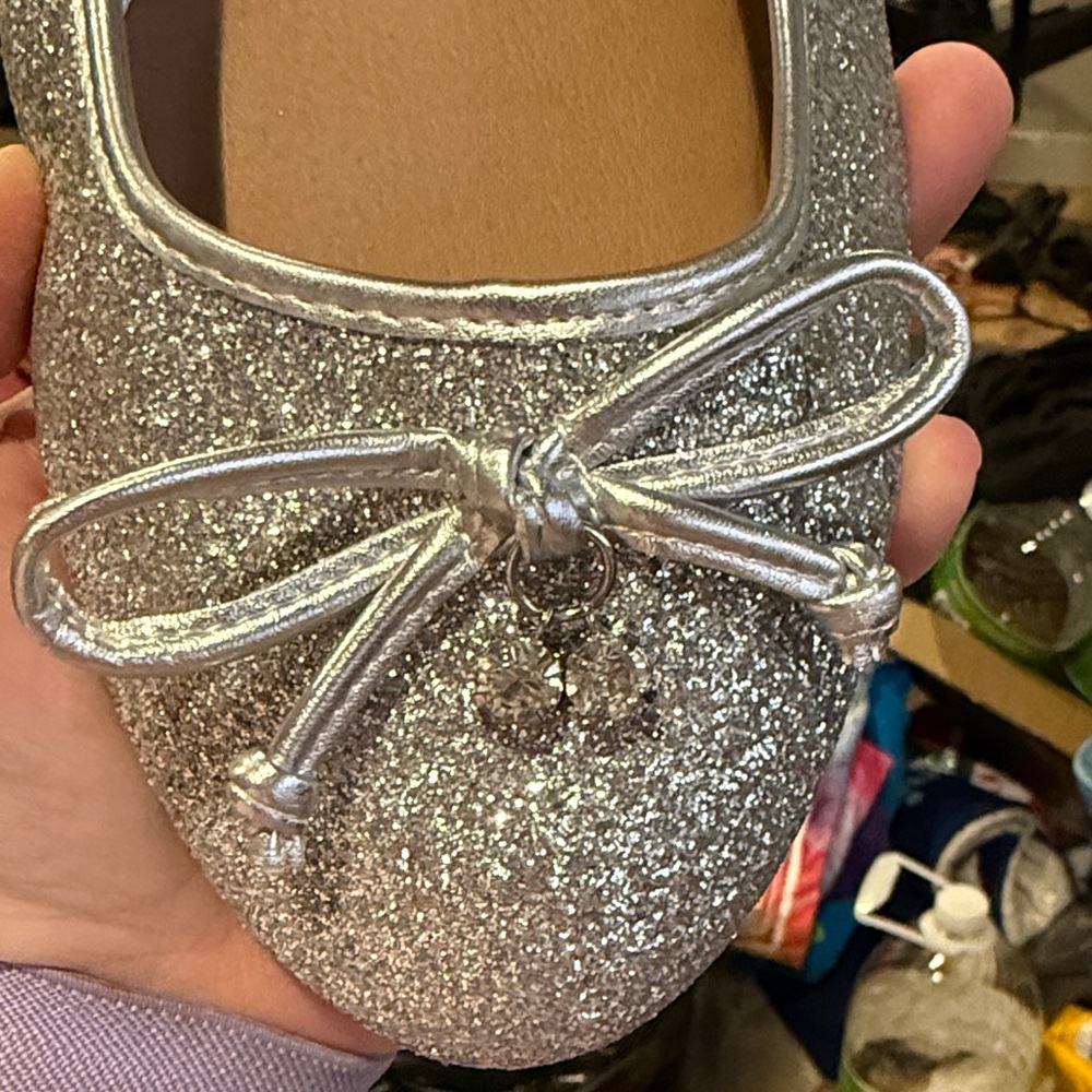 Torrid Sparkling Silver Flats with Bow - Picture 2 of 5